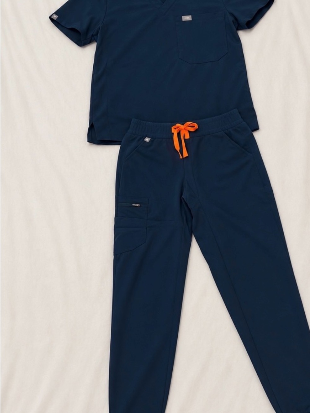 Figs Navy Joggers with Orange Drawstring